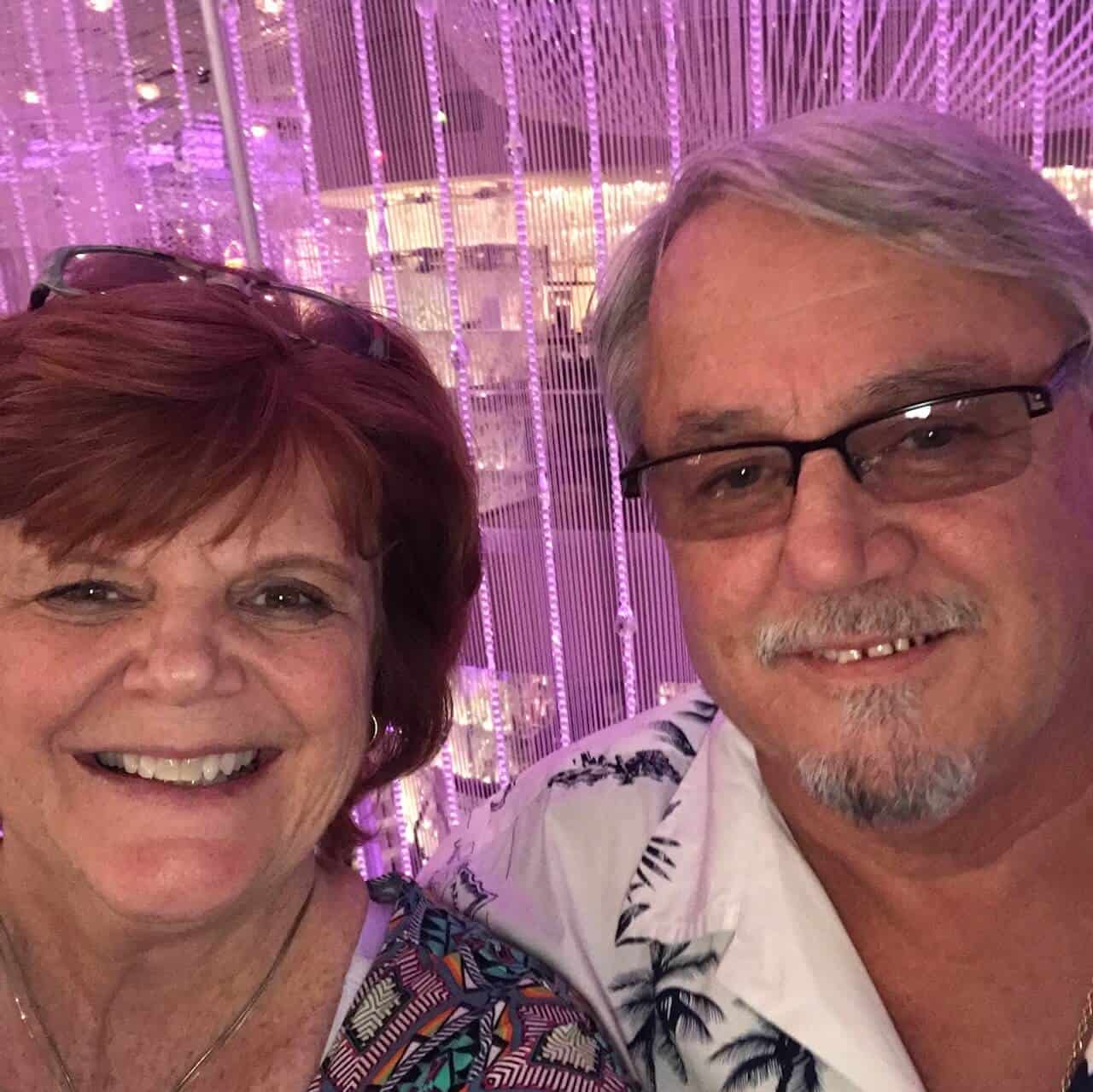A couple after reuniting 45 years after breaking up as teenagers. True love has come full circle 45 years later.